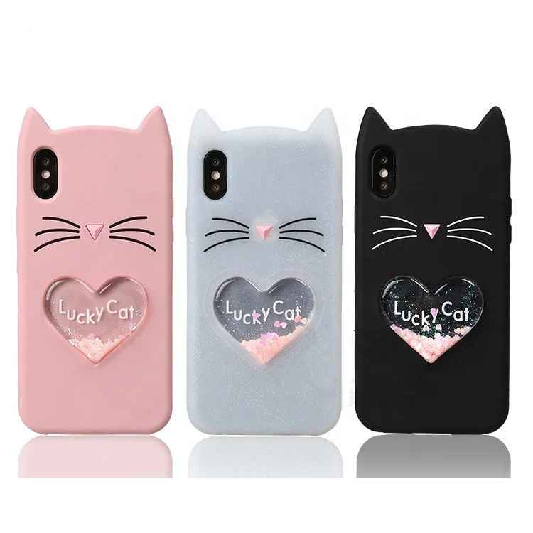 

Dynamic Quicksand Glitter Love Heart Stars 3D Lucky Cat Phone Case For iPhone 13 12 11 Pro MAX 11 Pro 11 XR XS Max X 8 7 Plus