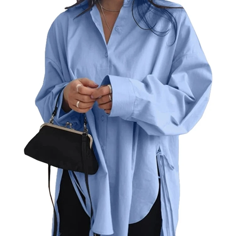 

Woman Summer Clothes Fashion 2021 Ladies Blouse Tops Oversized Designer Lace Up Spring Plus Size Shirts for Women Blouses