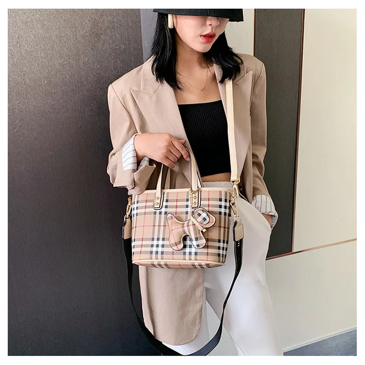 

Kalanta Amazon Fashion Women's Bag 2021 New Texture Checkered Shoulder Messenger Bag Tote Bag Ladies Handbag, Customizable