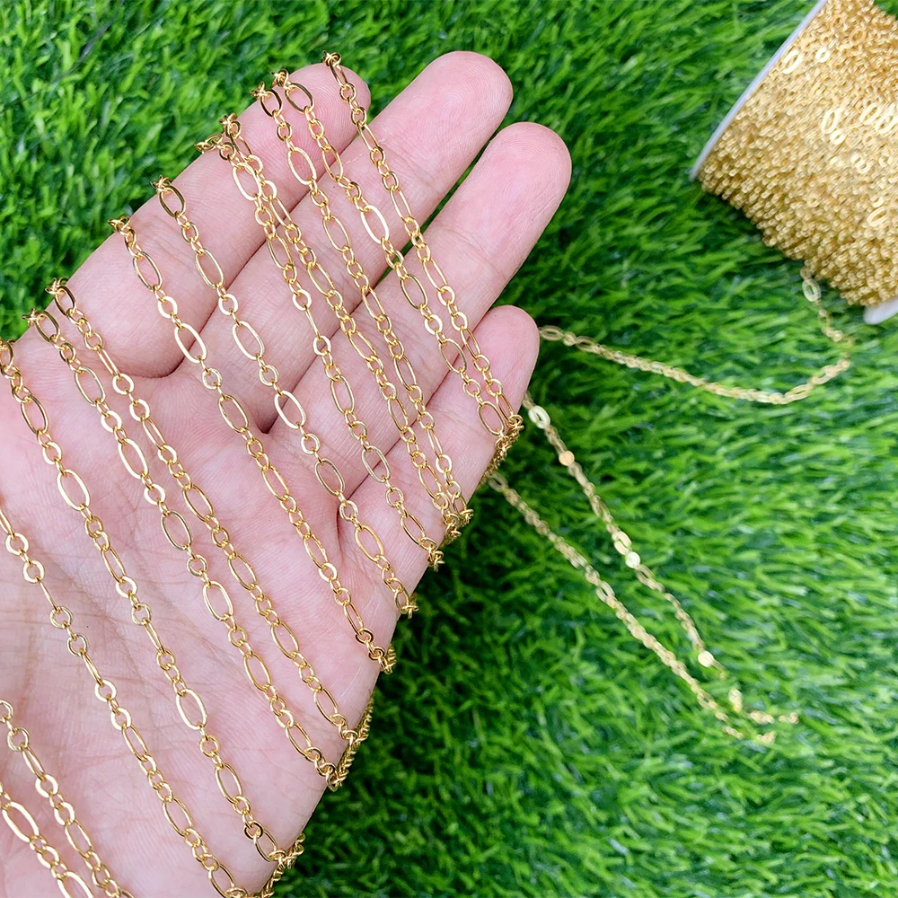 

Exquisite Minimalist Copper Gold Plated Fine Chain Slender Link Chains For Necklace/Bracelet Making Support Wholesale Supply