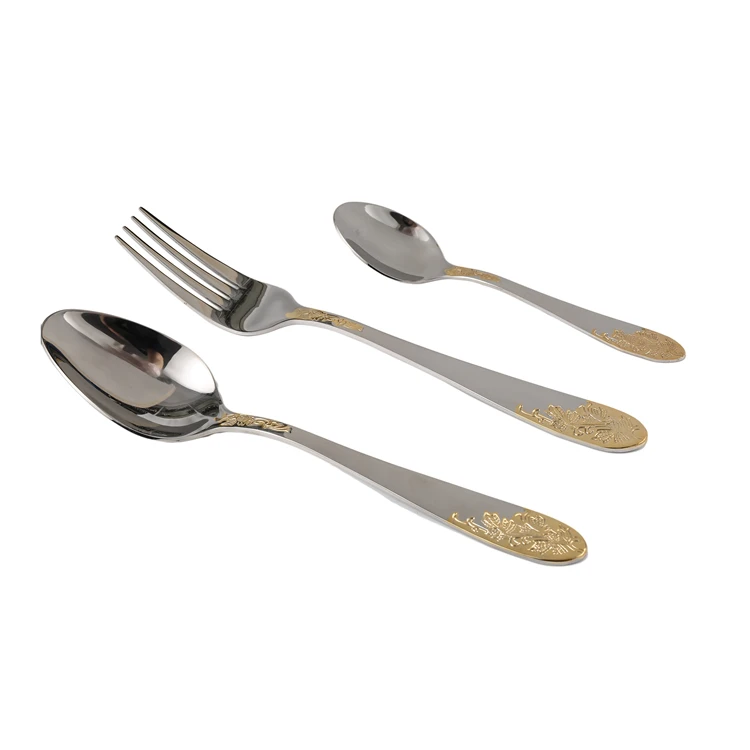

Home Kitchen Hotel Restaurant Cutlery Set Stainless Steel Mirror Polished Gold-plated Spoon Fork Set