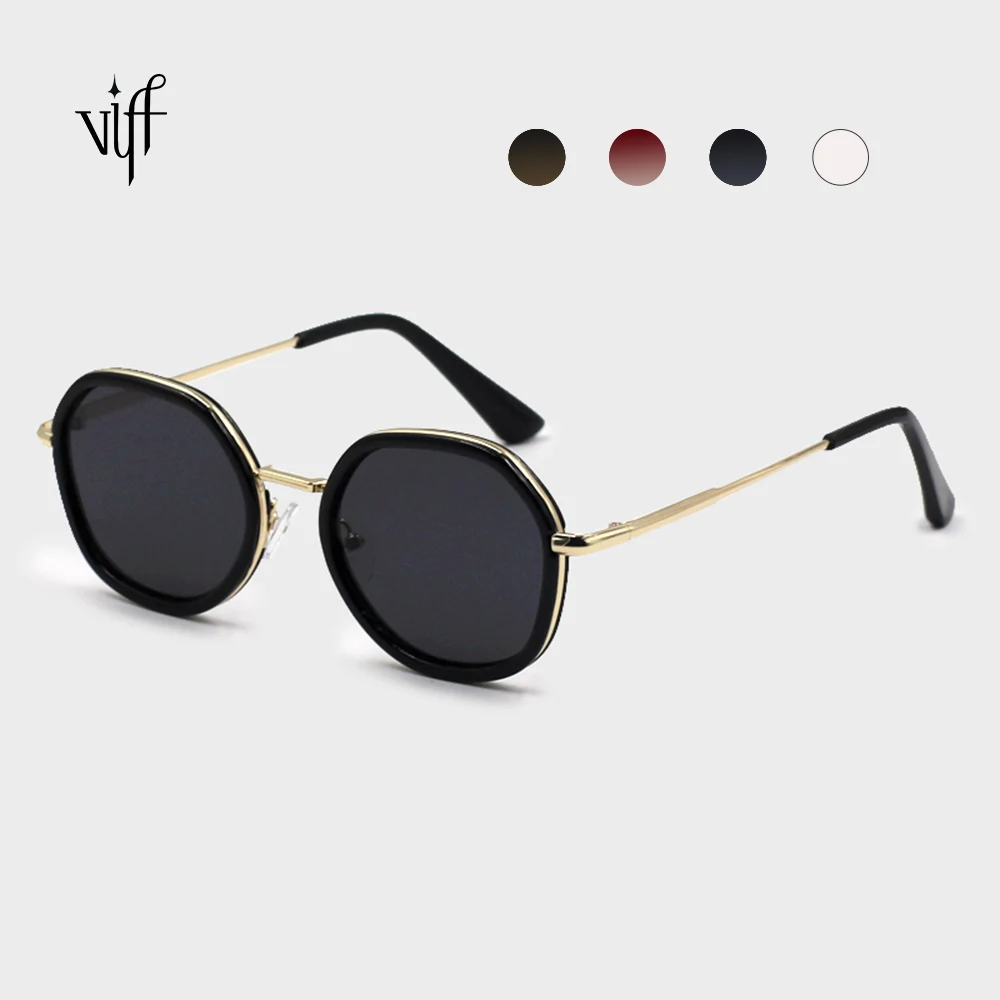 

VIFF Vintage Sunglasses Trendy Round Sun Glasases HP19625 Plastic Frame Glasses Polygon Sunglasses