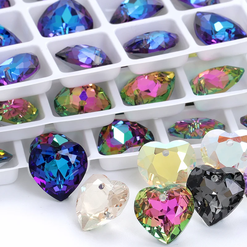

Xiaopu heart shape high quality glitter DIY jewellery gem stone pendant necklace crystal earring rhinestone pendants accessories