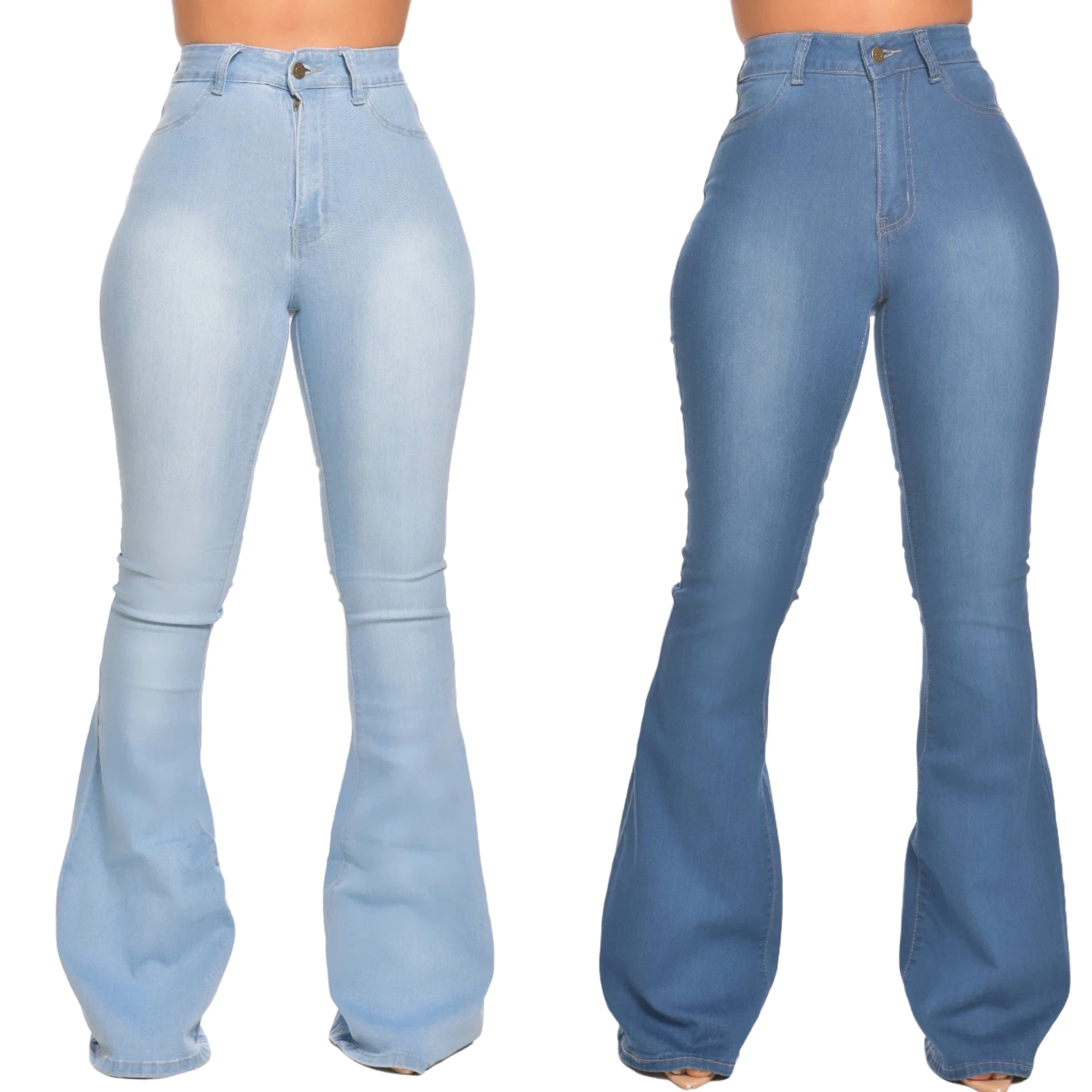 

HSF2297 ladies jeans pants new fashion stretch bellbottom tight blue denim women jeans