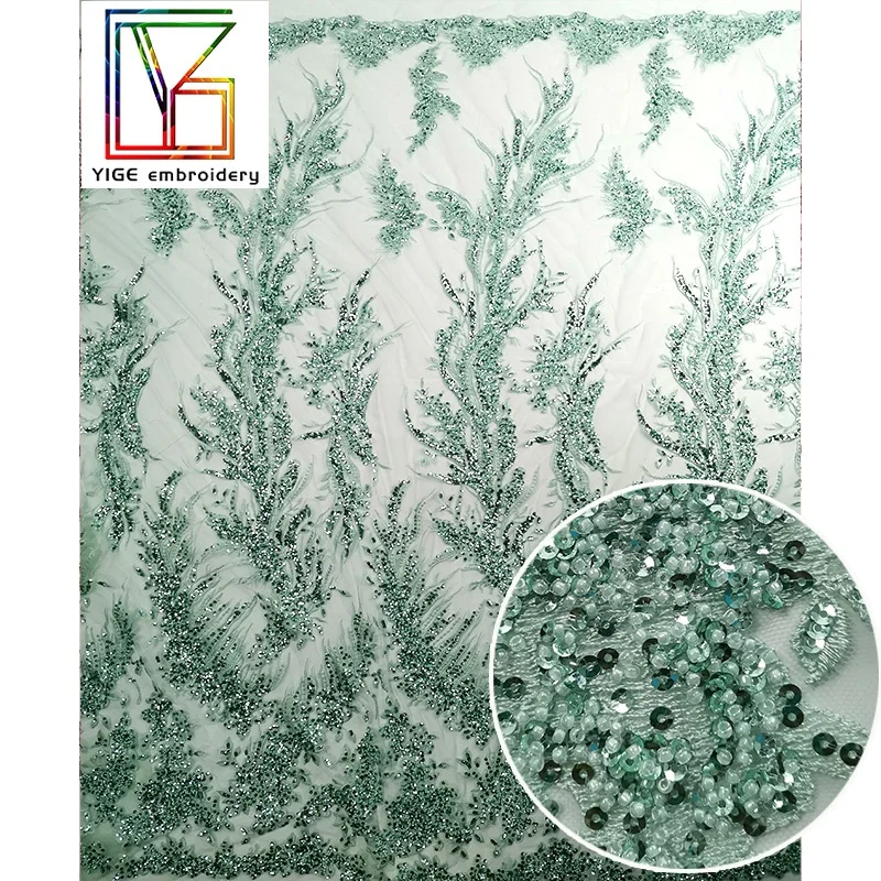 

hot green wedding embroidery tulle lace materials sequin lace bridal fabric