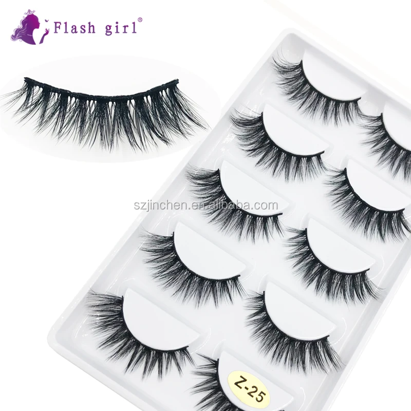 

Flash Girl Z Series Hot Sale Handmade 5 Pairs Natural 3D Real Mink False Eyelashes