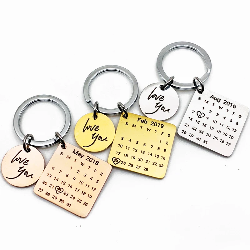 Stainless Steel Personalized Custom Name Engraved Date Love Keychain Key Chain 