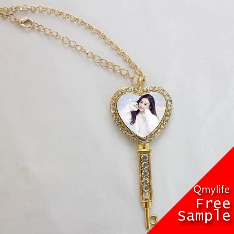 Qmylife DIY metal necklace pendant sublimation print photo blank metal necklace