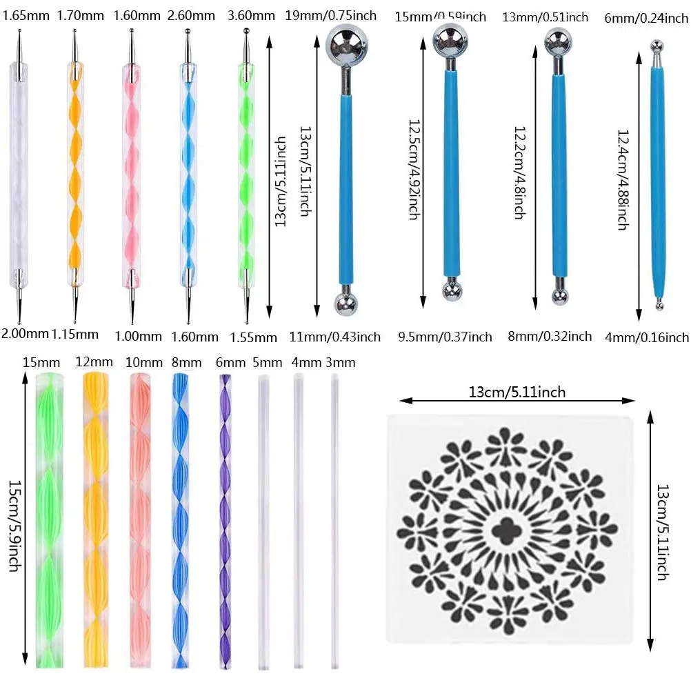 

19PCS Mandala Dotting Tools Set with a Zipper Storage Bag for Painting Rocks,Mandala Stencil Ball Stylus Paint Tray Set