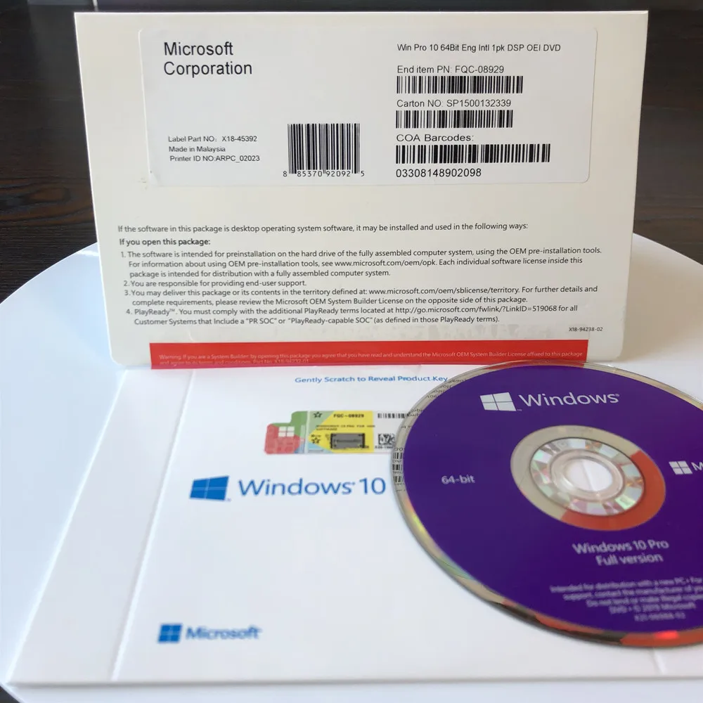 

Highest quality Windows 10 Professional Win 10 Pro DVD English Language oem Full Package DHL Free Shipping