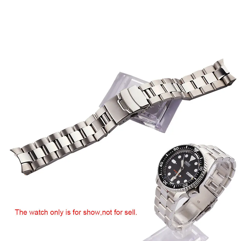 

22mm Silver 316L Steel Solid Curved End Links Watch Band Bracelet For Seiko SKX 007/009