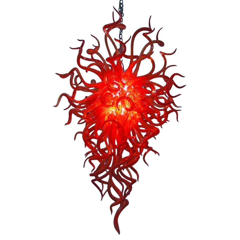 

High Quality Modern Chandelier Red Color Glass Lighting LED Hand Blown Glass Chandelier for Living Room Decor