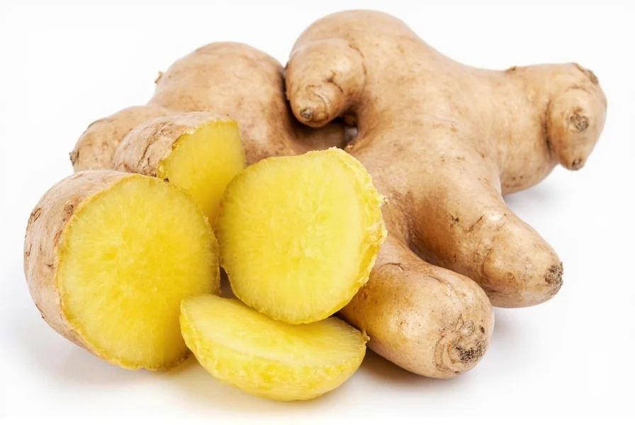 Various ginger preparations including fresh root, powder, and tea