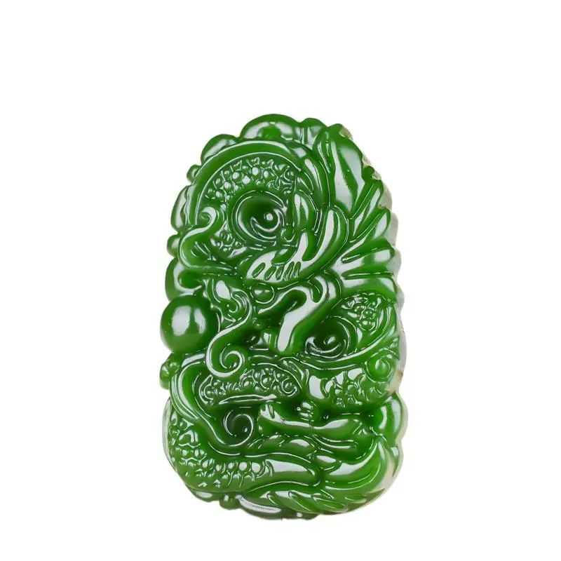 

Green Jade Dragon Pendant Necklace Carved Natural Jadeite Jewelry Chinese Women Gifts Charm Amulet for Fashion