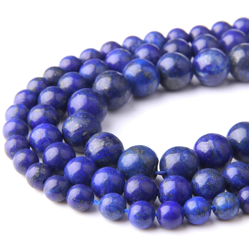 

6m 8mm 10mm Natural blue Lapis Lazuli stone beads smooth Round Lapis Lazuli spacer loose Beads For Jewelry Making bracelet