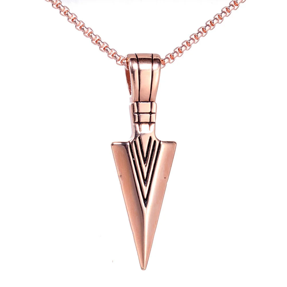 

Fashion Men Stainless Steel Silver Rose Gold Filled Arrow Pendant Necklace