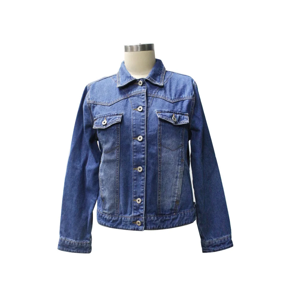 

High quality flowers embroidery design denim womens jacket