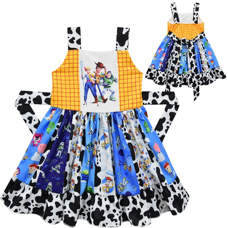 

Custom design children boutique clothes cartoon toys movie story girls fashion dresses, As picture show