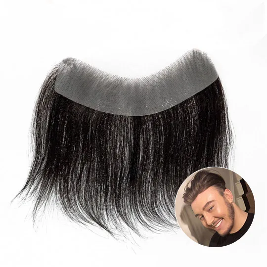 No Shave Men's Frontal Toupee | Easy Wear Hairpiece for Receding Hairline | Wholesale Human Hair Skin Base Patch
