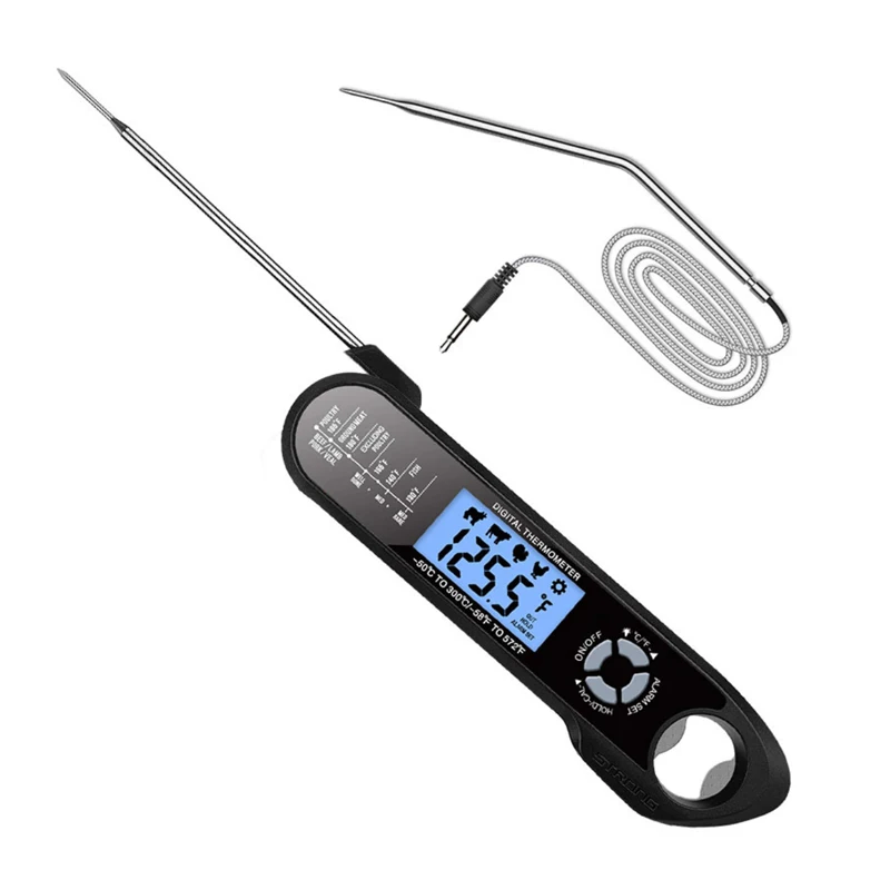 

2021 New Arrivals Waterproof stainless steel smart meat kitchen food thermometer, Black