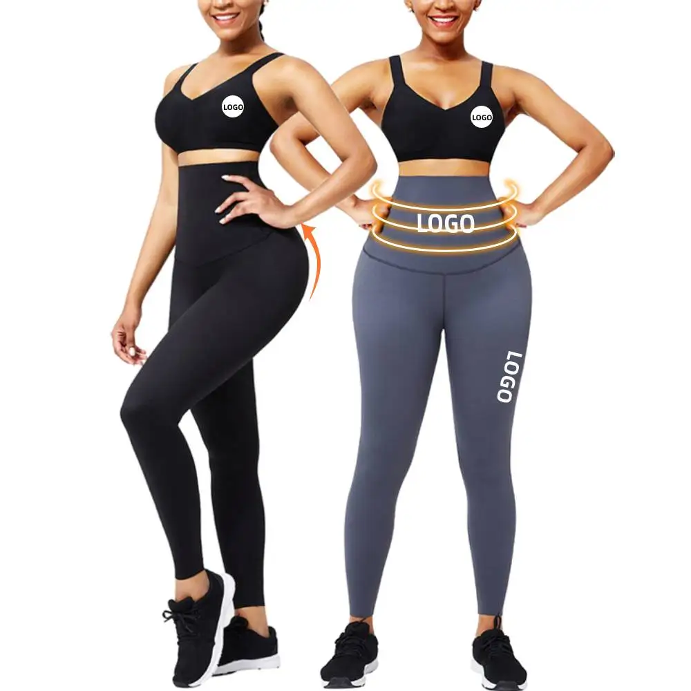 

Custom Logo High Waisted Leggings Tummy Control Stretching Seamless Workout Pants With Yoga Bra 2020 Women Leggings