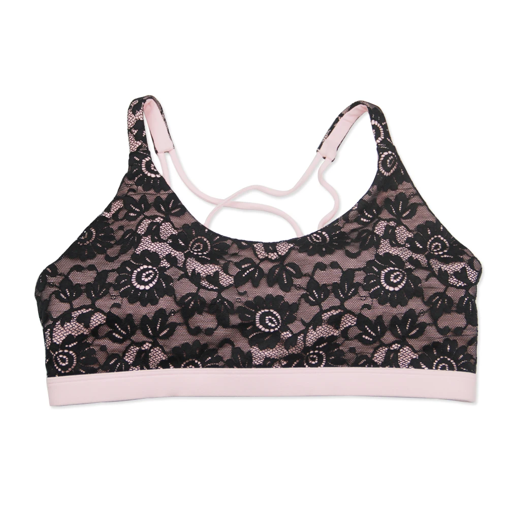 

Best Support Wire-Free DD Sports Bra Comfortable Women Breast Control Fit Lace Yoga Sport Bra, White,black
