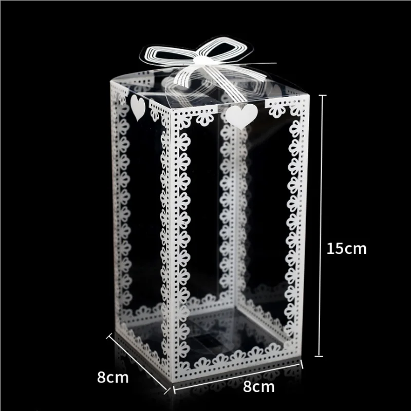 10 20 50pcs Rectangle 6x6x10cm Clear PVC Plastic Wedding Favor Gift Cake Boxes 