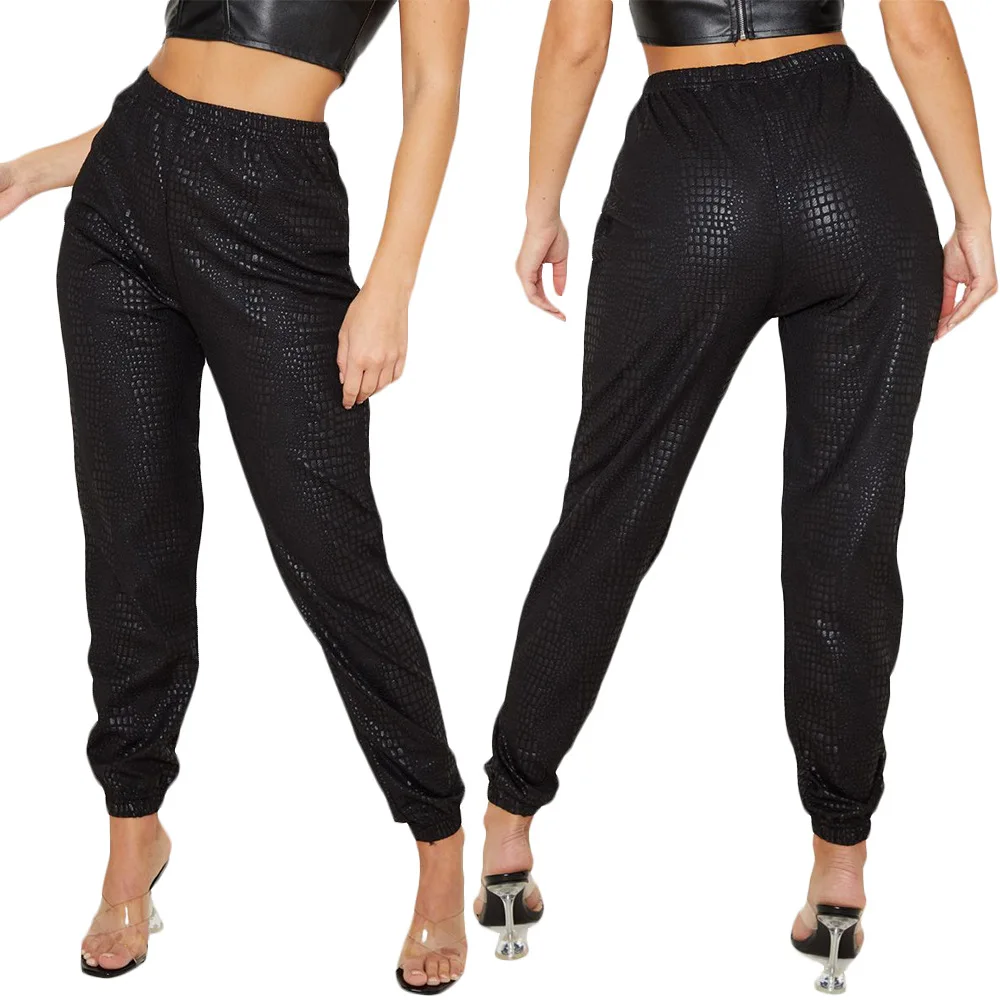 

FM-S2057 Hot style American street trousers leather PU pants casual stretch winter pants women