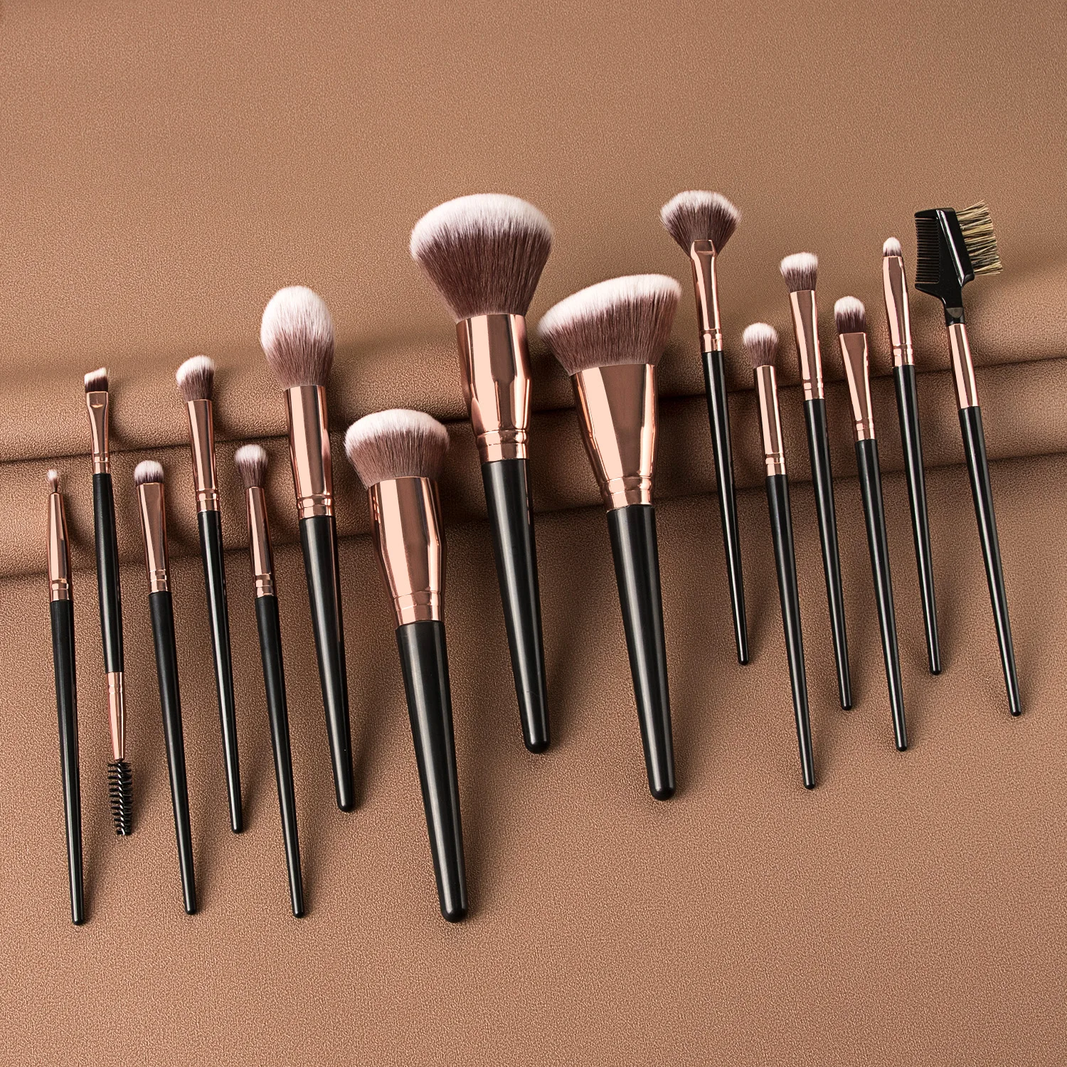 

high quality 15pieces big head black handle makeup brush set