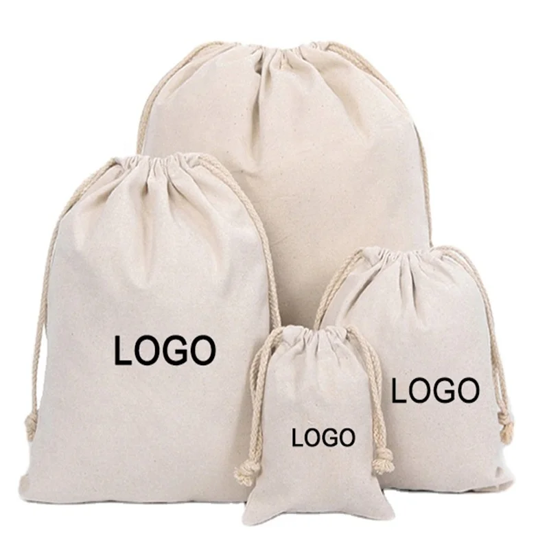 

Wholesale Promotional High Quality Canvas Cotton Drawstring Dust Shoe Bag For Travel, White, natural , or customized