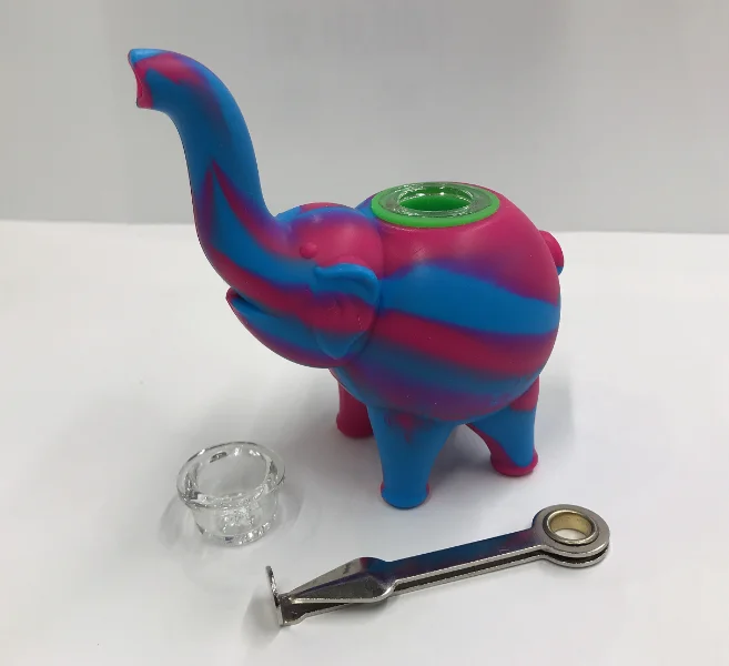 

Fast shipping New arrival custom mix color smoking accessories silicone smoking glass weed elephant pipe
