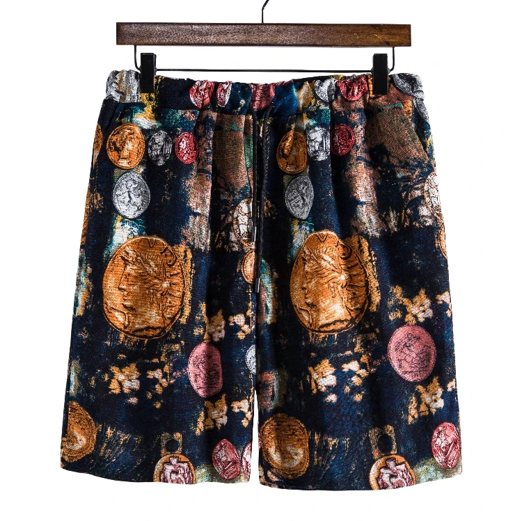 

Wholesale Hot Sale Summer All Over New Hawaiian Print Mens Beach Wear Cotton/Polyester Board Shorts in Plus Size, As pics print