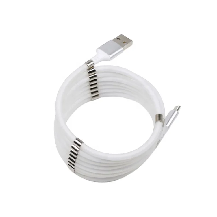 

A-BST hot sell Magnetic Charging Cable Self Winding Organizing Type C Micro USB Easy Coil Charging Cable for any mobile phone, Black/white