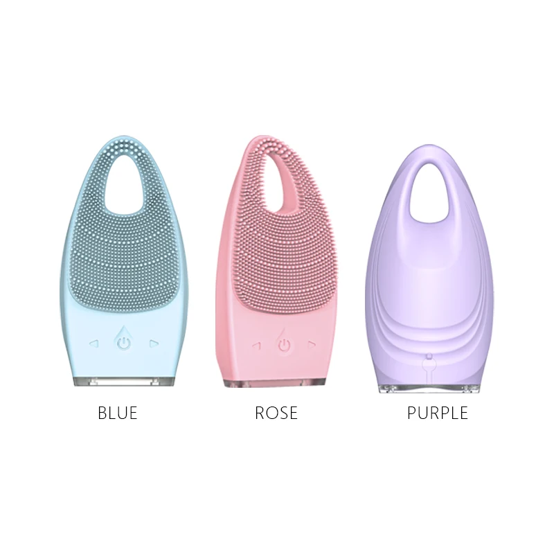 

Sonic silicon scrub rechargeable exfoliating silicone cleaner face massage cleaning brush electric facial cleansing brush, Pink / blue / purple + customize