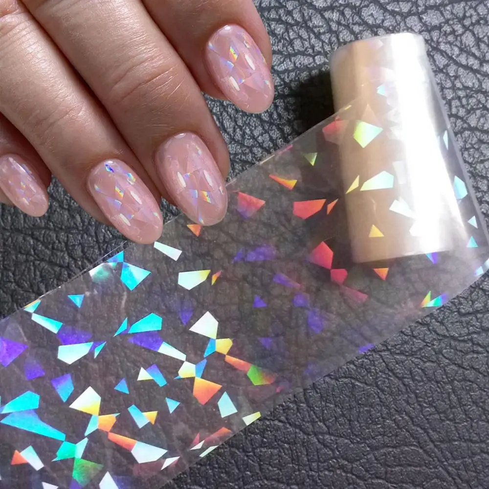 

Clear Stickers Holographic Transfer Foils Holo Irregular Triangle Nail Art Decal For Manicure 100cm SK020