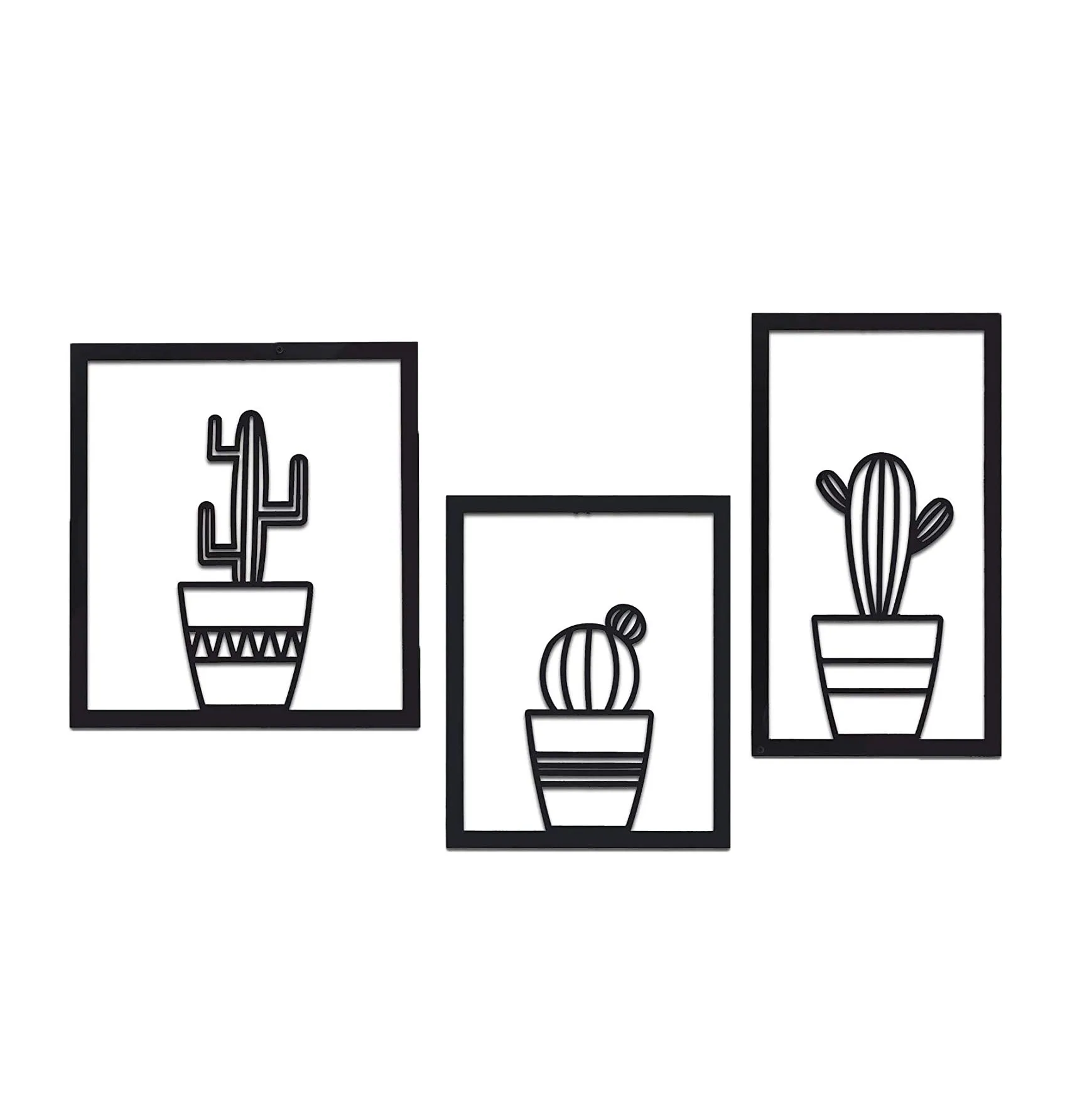 

Yinfa Factory Home Crafts Decor Luxury Modern Wall Art Triple Cactus Decoration 3 Pieces for Home TY2423, Black