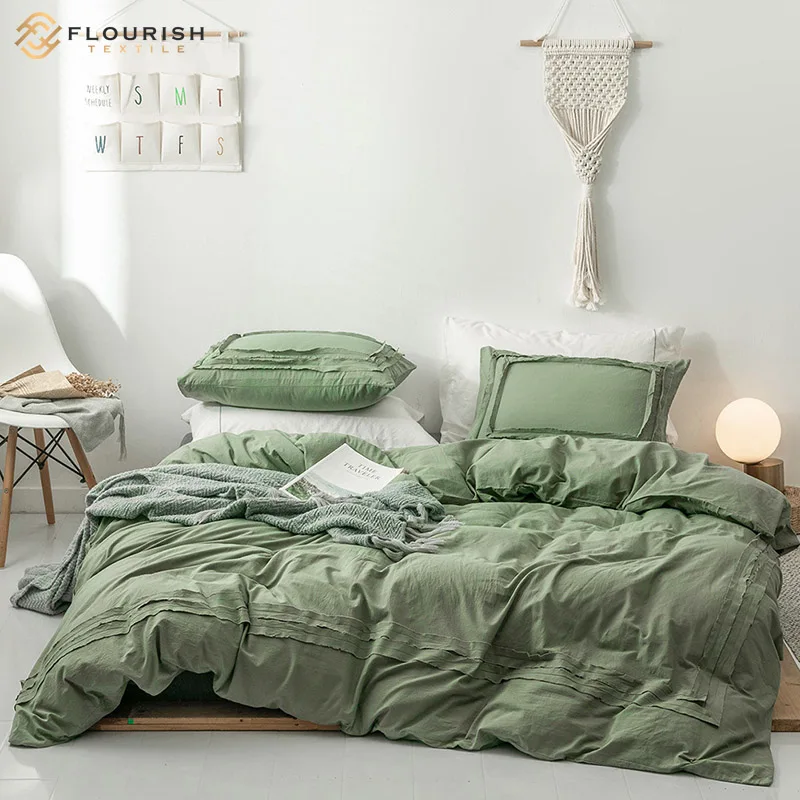 

Flourish READY-TO-SHIP Three-piece set of 100% cotton washed back frame bedsheet bedding set bedding sheet