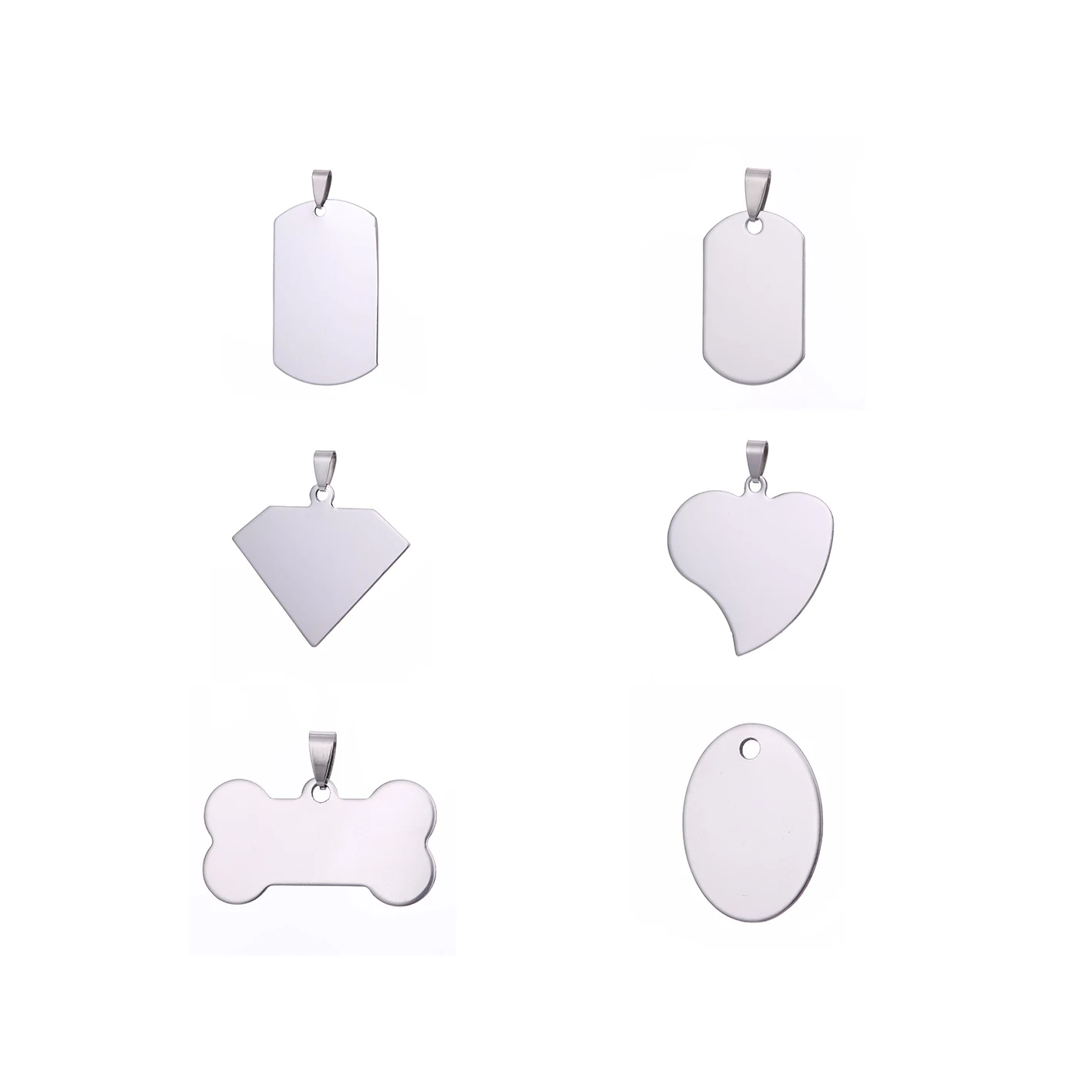 

Silver Color Stainless Steel Material Jewelry Custom Logo Different Heart Shape Charm
