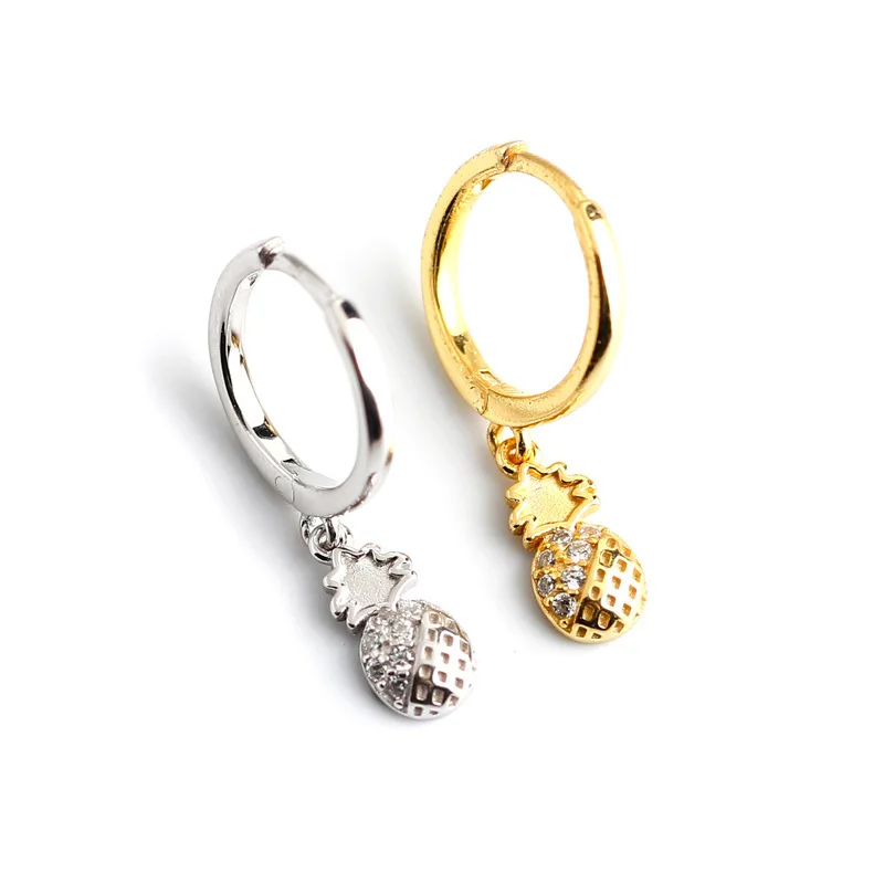 

Luxury Design Fruit-shape Micro Pave CZ Drop Earrings Fashion Cubic Zircon Pineapple Pendant Earrings