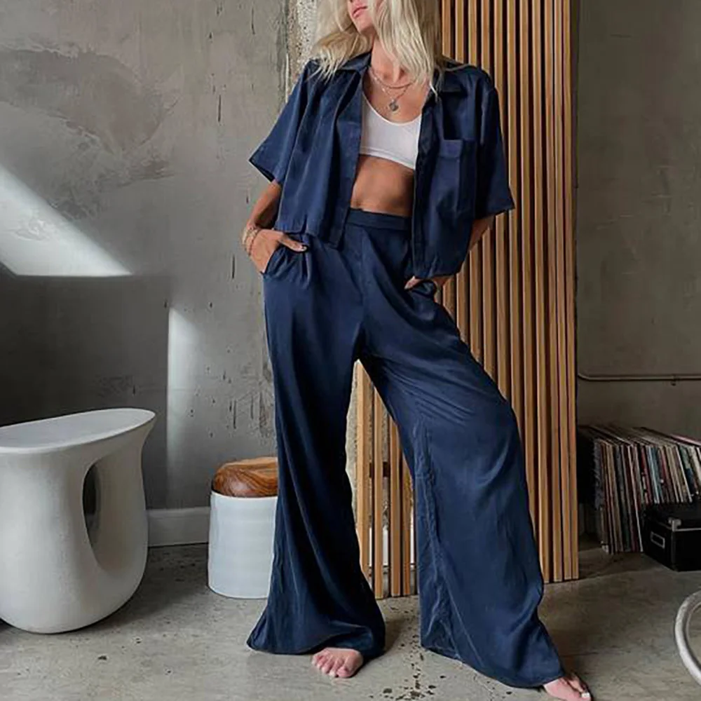 

Beta silk high rise pant set pyjamas pour femmes silk pajamas designers sleepwear lounge wear two piece set, Customized color