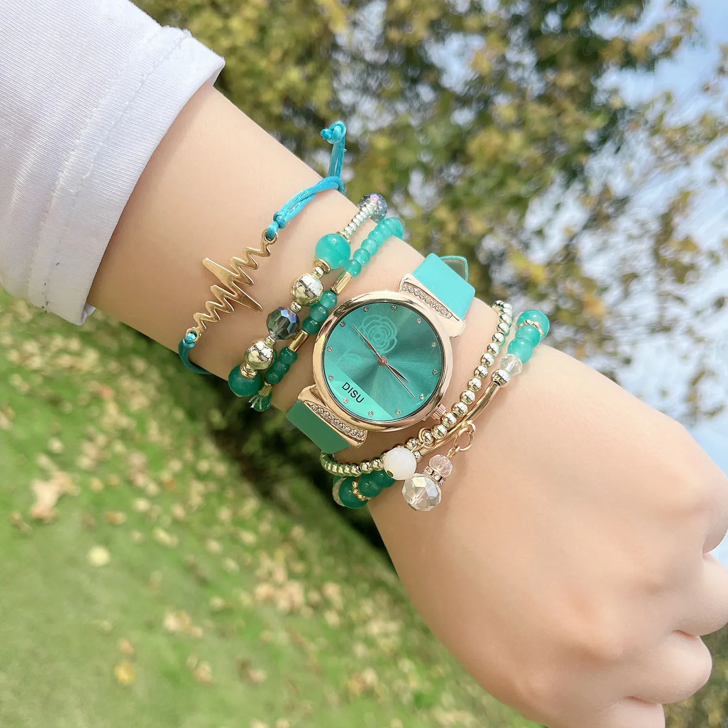 

New Fashion Quartz Wristwatch 6 Pcs Set Ladies Watch Gift Sets Women Bracelets And Watch Set