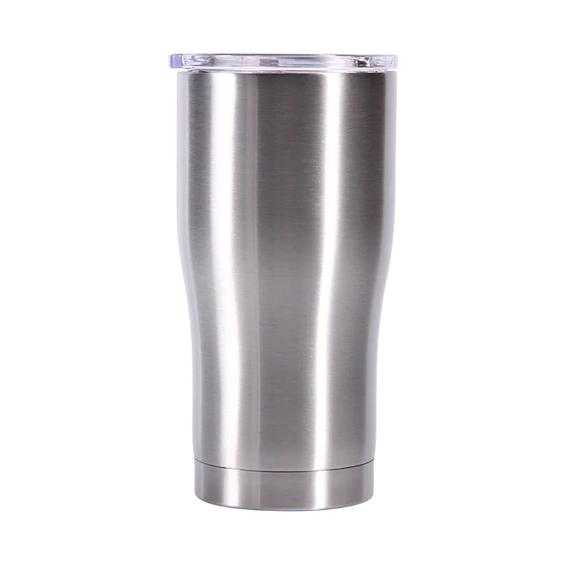 

RTS USA stainless steel 30oz modern curve tumbler double wall vacuum insulated curved tumbler travel coffee mug with lid, Steel colors or customized acceptable