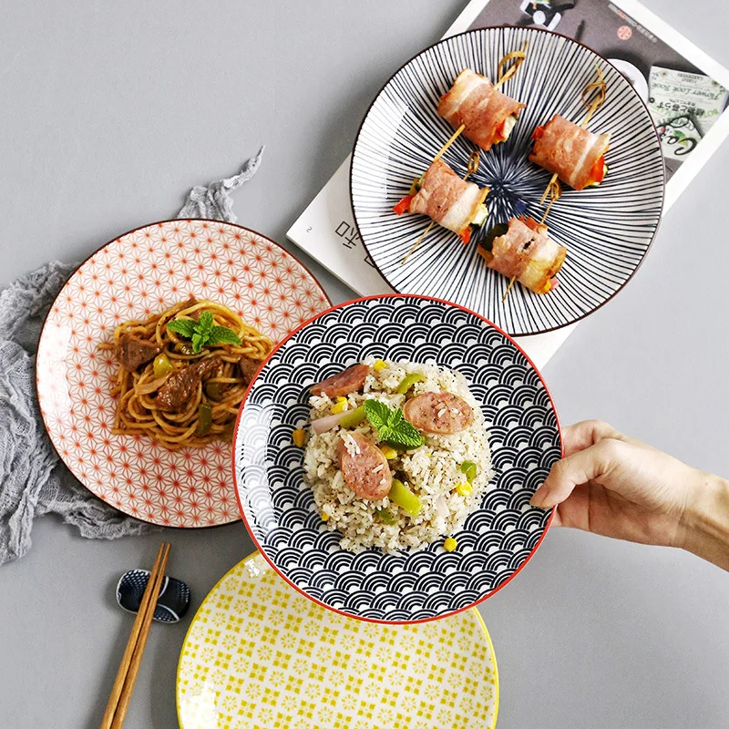 

Japanese style ceramic dinner plates dinnerware round dishes plates, 18 designs are available