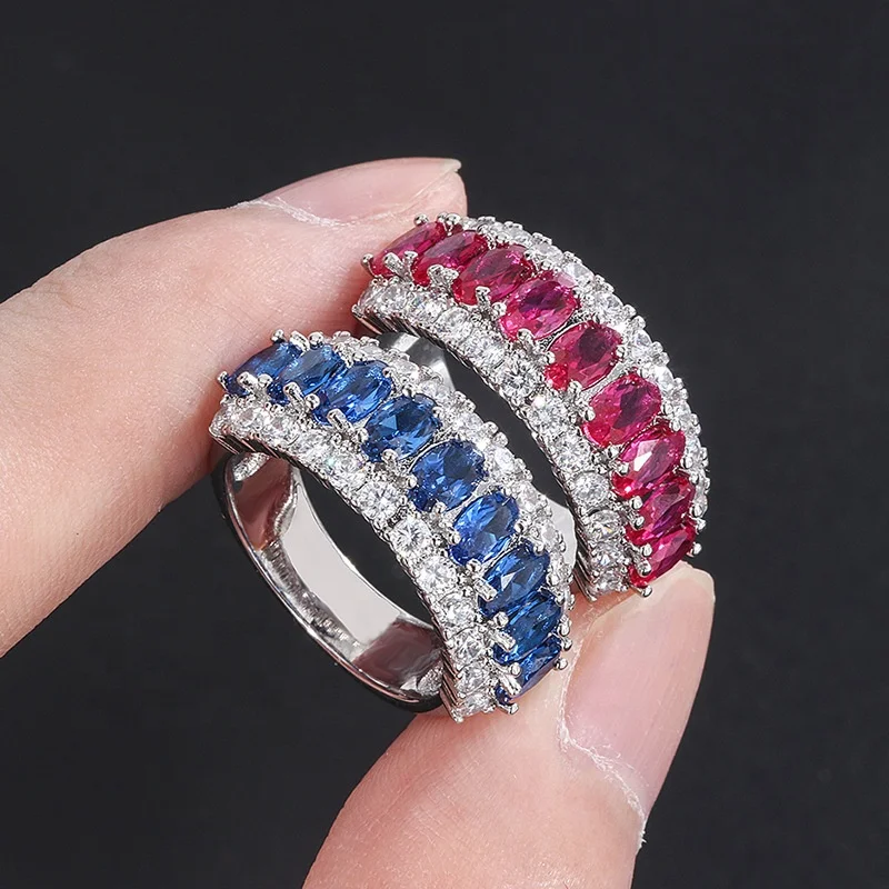 

Luxury Created blue Gemstone Wedding Engagement Ring Fine Jewelry Wholesale