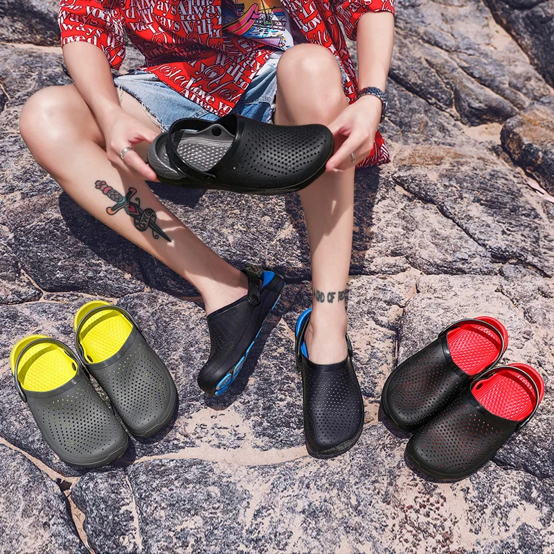 

Summer Outdoor Slip-on Men Clogs Garden Shoes Crox Sandals Men Clog Zuecos Hombre slippers hot style beach outdoor hole sandals