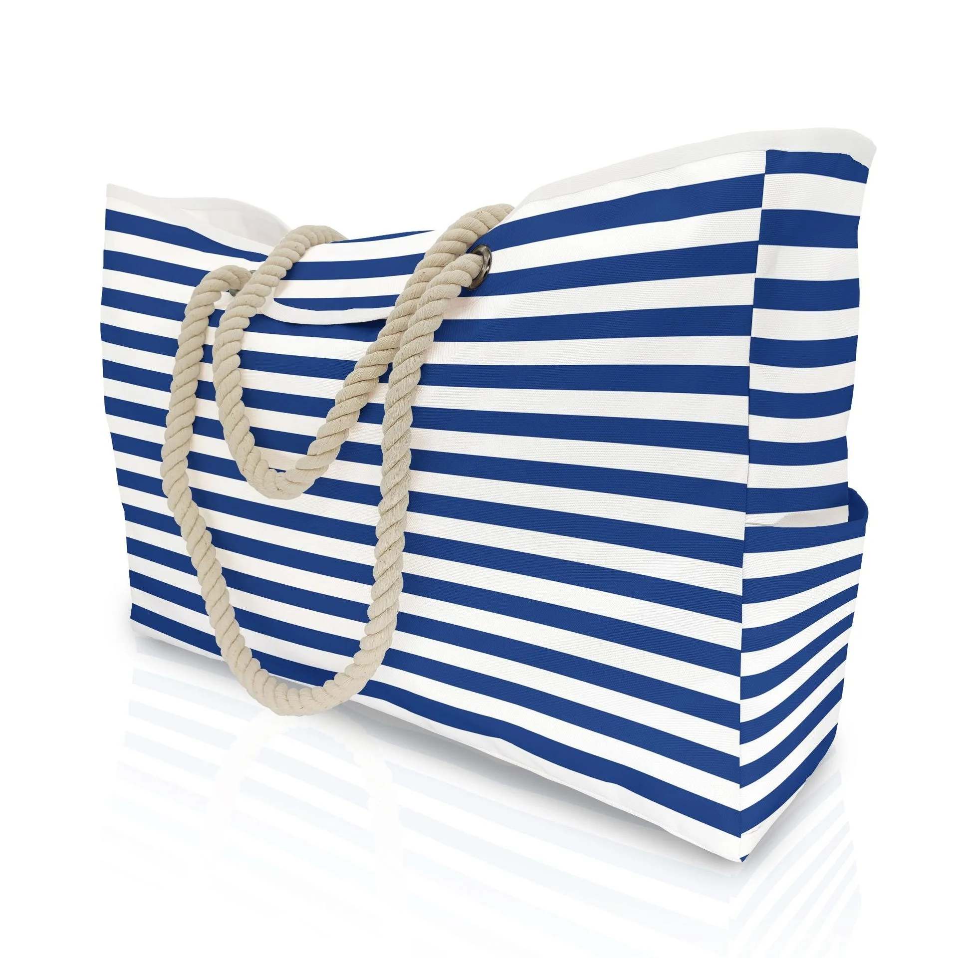 

Wholesale Monogrammed Striped Fashionable Large Capacity Beach Tote Bags, As pictures