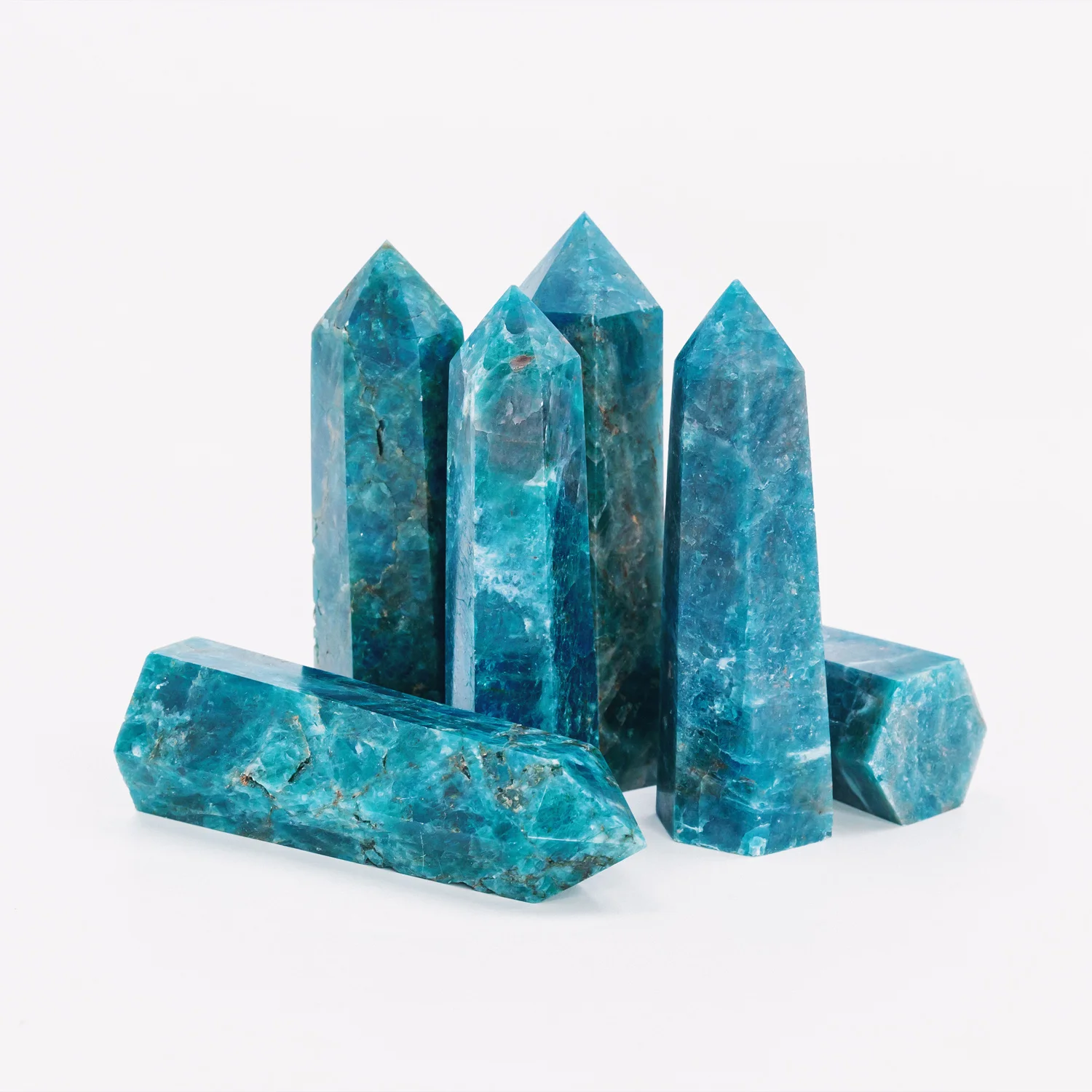 

New product natural crystal quartz healing folk crafts blue apatite obelisk crystal tower point