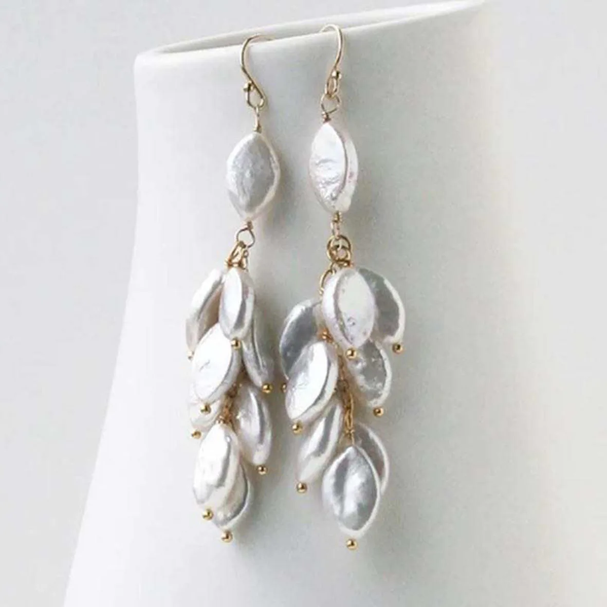 

Natural Baroque Pearls 14k Yellow Gold Filled Drop Earrings Women Fine Handmade Pearl Jewelry