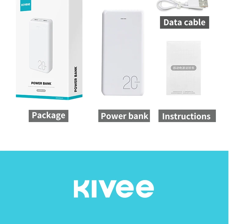 KIVEE Mobile Power Bank 20000mAh portable charger external Battery 20000 mAH power banks - ANKUX.COM