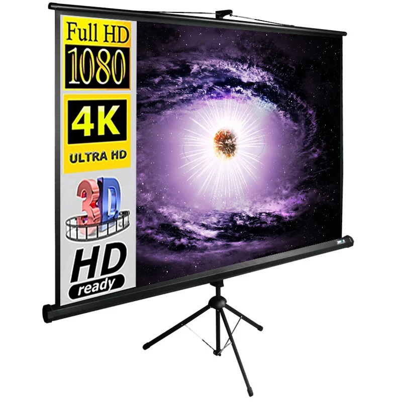 

Standard Tripod projector screen for HD Portable Manual Pull Down Projection Screen for 120*120cm, Black